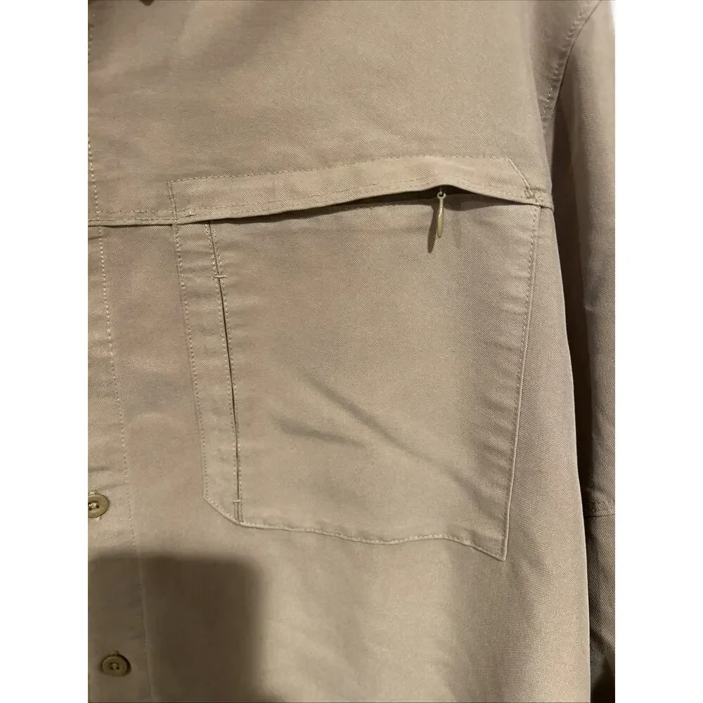 The North Face Shirt Mens XL Khaki Hiking Performance Outdoor Zip Pocket